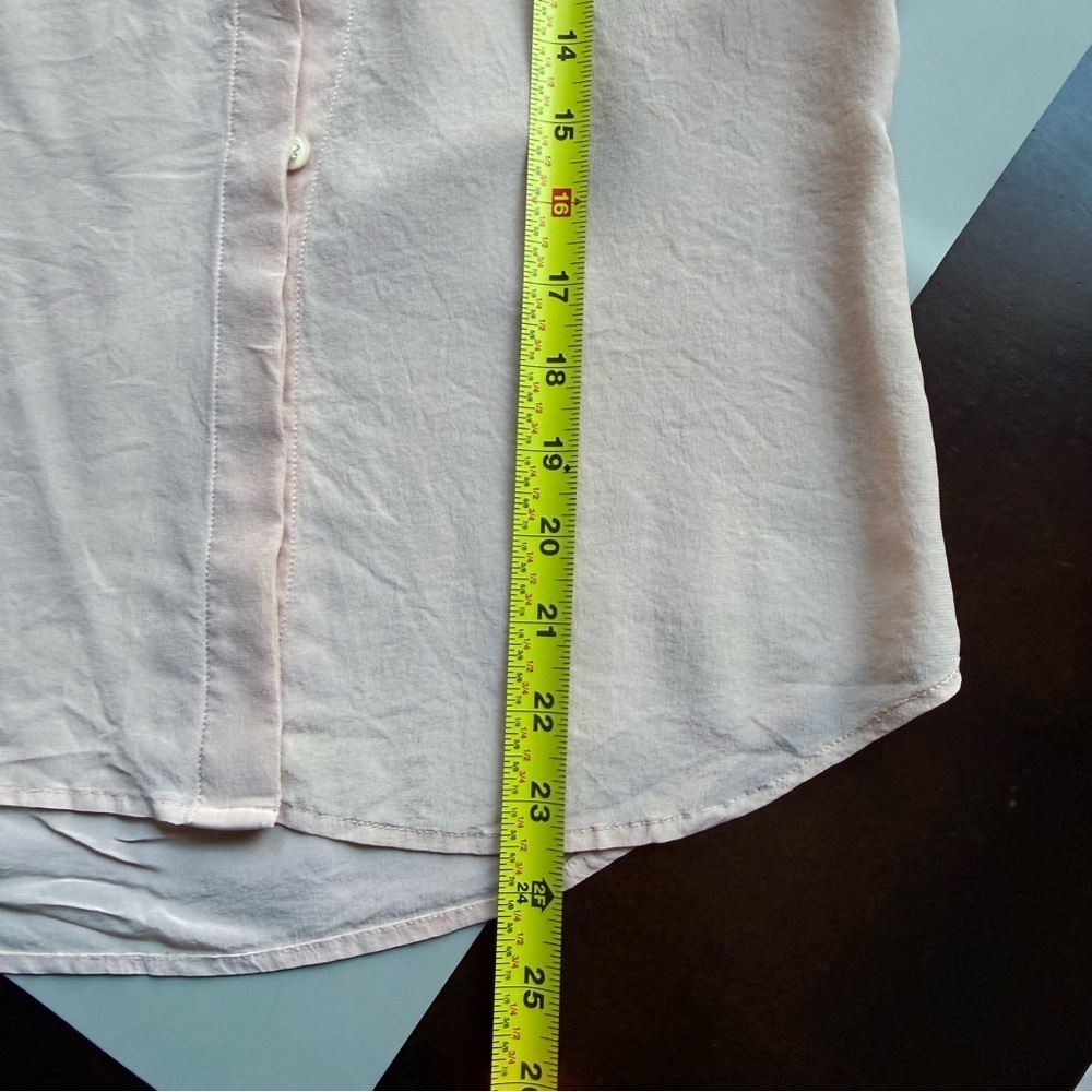 Banana Republic Silk Pocket Blouse Cap Sleeve Pink Pearl XS - Picture 6 of 7